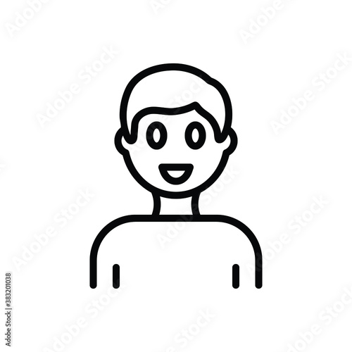Black line icon for boy