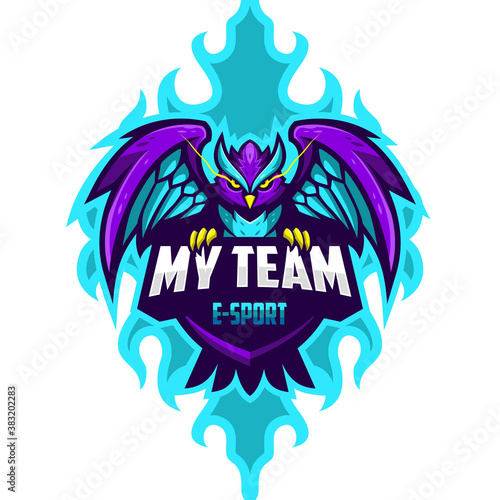 Owl Dragon E-sport Logo Template