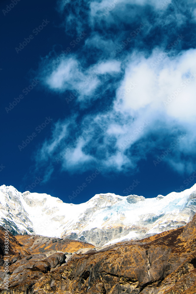 View of Langtang Himal Mountain range in the Langtang Valley
