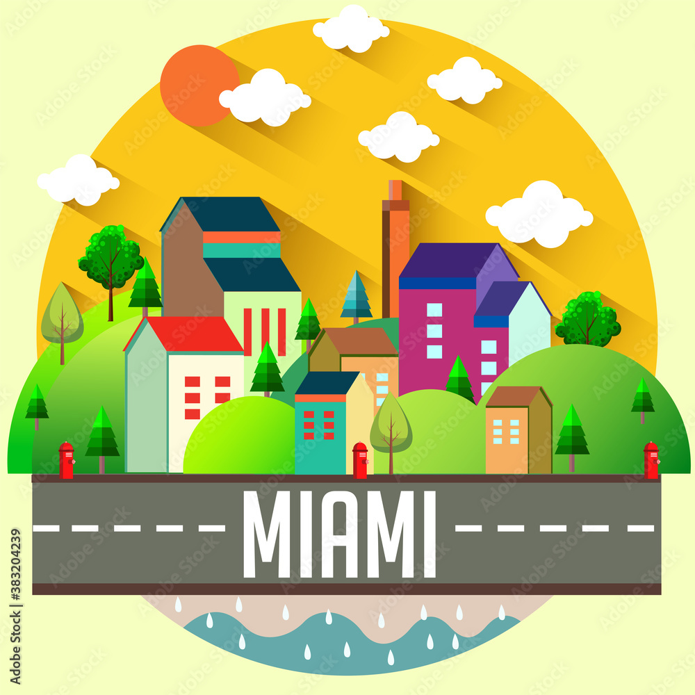 Miami - Flat design city vector illustration Miami - Flat design city vector illustration