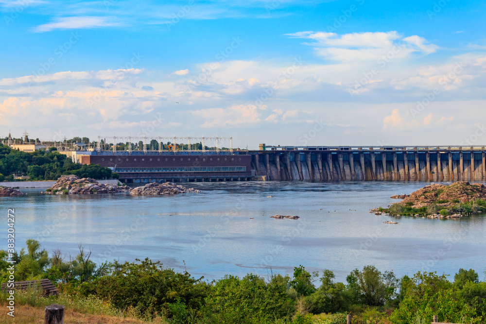 Dnieper Hydroelectric Station on the Dnieper river in Zaporizhia, Ukraine