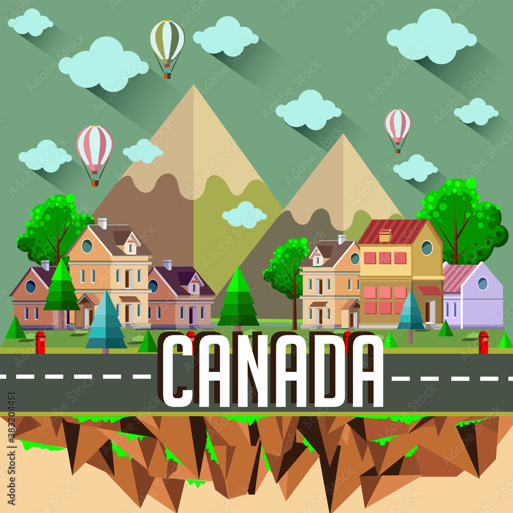 Canada - Flat design city vector illustration