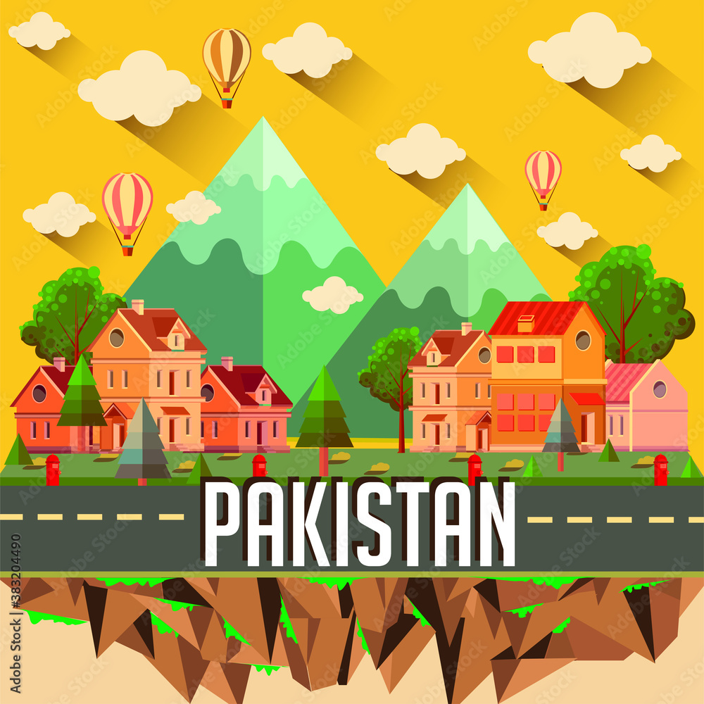 Pakistan - Flat design city vector illustration