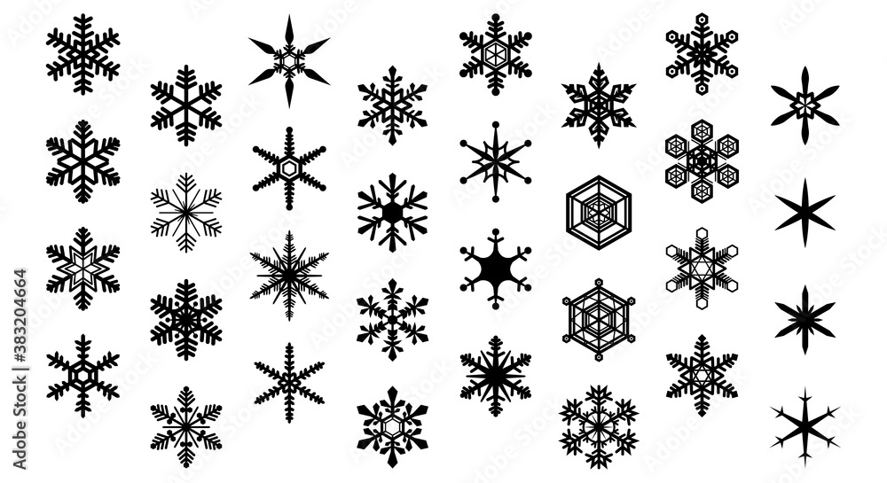 雪の結晶のアイコンセット(シルエット) 雪の結晶のアイコンセット(シルエット)