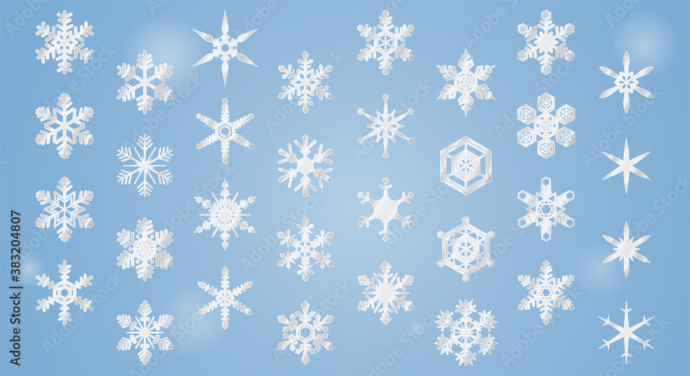 雪の結晶のアイコンセット（シルバー）
