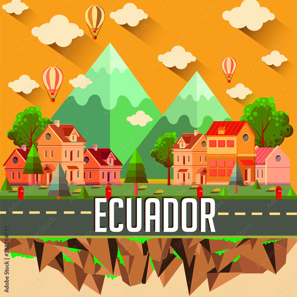 Ecuador - Flat design city vector illustration