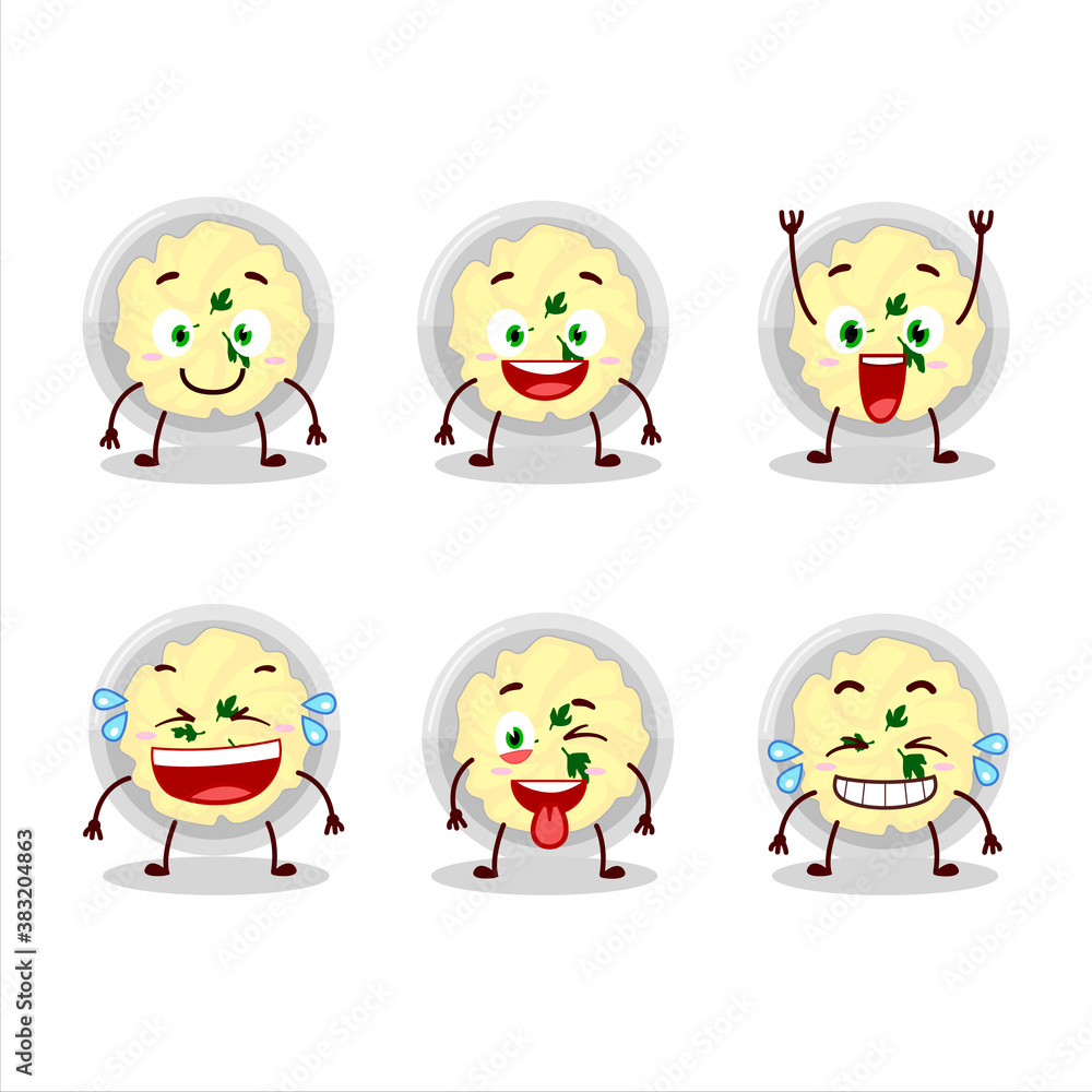 Cartoon character of mashed potatoes with smile expression Cartoon character of mashed potatoes with smile expression