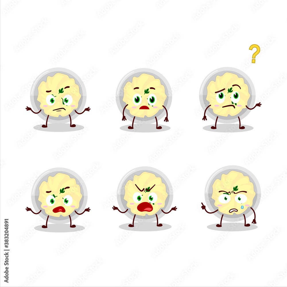 Cartoon character of mashed potatoes with what expression Cartoon character of mashed potatoes with what expression
