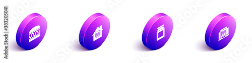 Set Isometric Burger, Online ordering and delivery, and burger icon. Vector.