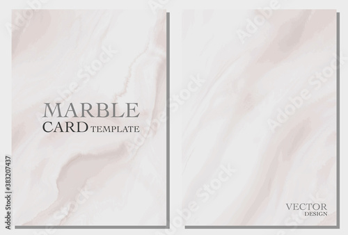 Abstract  card template set with pink tone of marble background