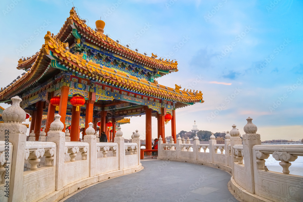 Fototapeta premium The Five-Dragon Pavilions at the north west of Beihai Park in Beijing, China