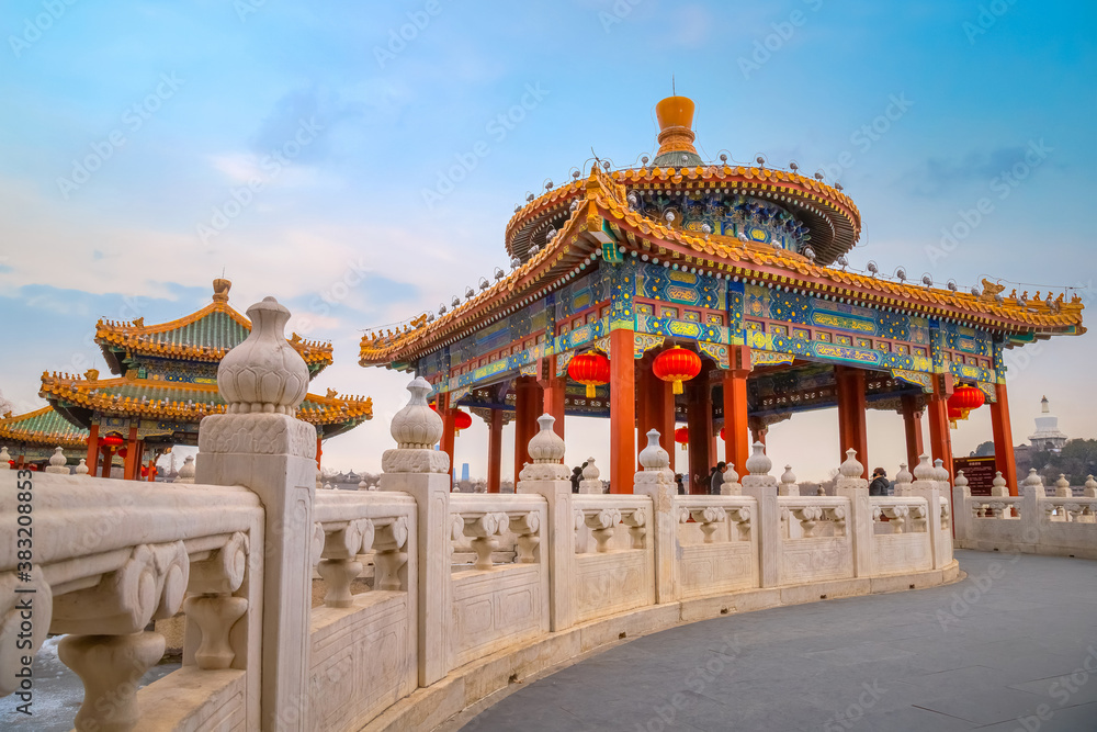 Fototapeta premium The Five-Dragon Pavilions at the north west of Beihai Park in Beijing, China