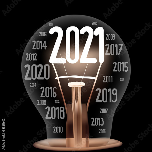 Vector Light Bulb with New Year 2021