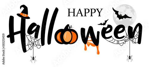 Happy halloween lettering logo illustration vector isolated