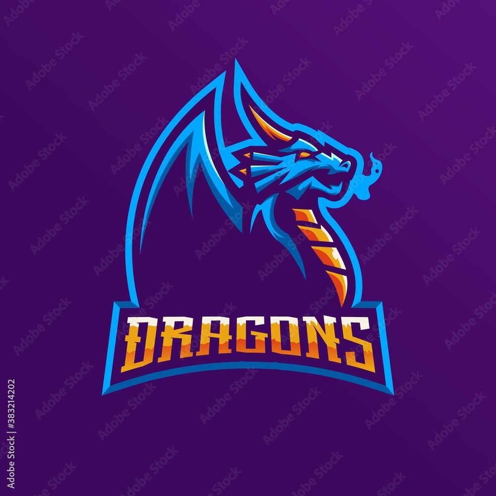 Dragon mascot logo design illustration for sport and gaming