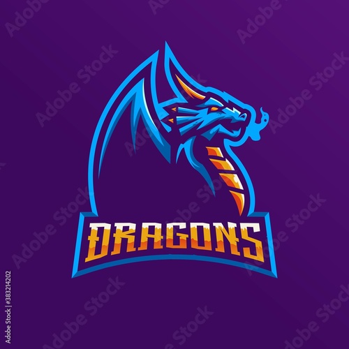 Dragon mascot logo design illustration for sport and gaming