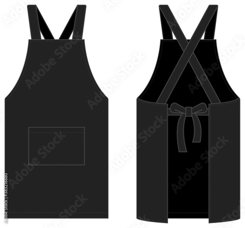 Apron vector template illustration (front/back) / black