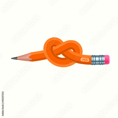 pencil knot, isolated vector illustration. Design for web, stickers, logo and mobile app.