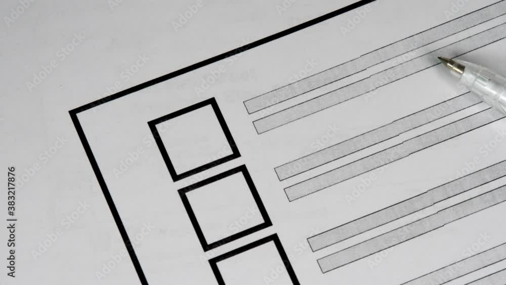 Paper Ballot with Unfilled Vote Checkbox Place and Pen. Concept for voter registration and participation in elections. 2020 President impeachment in USA Paper Ballot with Unfilled Vote Checkbox Place and Pen. Concept for voter registration and participation in elections. 2020 President impeachment in USA