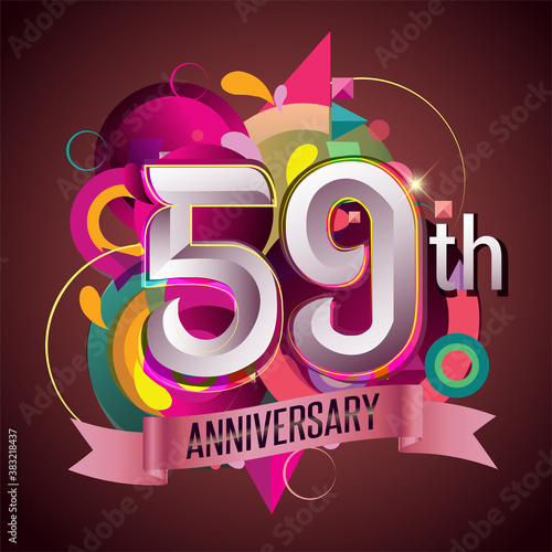 59th years anniversary wreath ribbon logo  geometric background