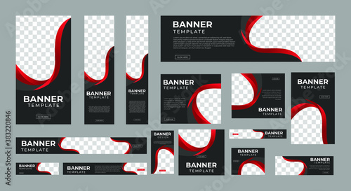 Set of Creative Web Banners of Standard Size with a Place for Photos. Business Ad Banner. Vertical, Horizontal and Square Template. Vector Illustration EPS 10