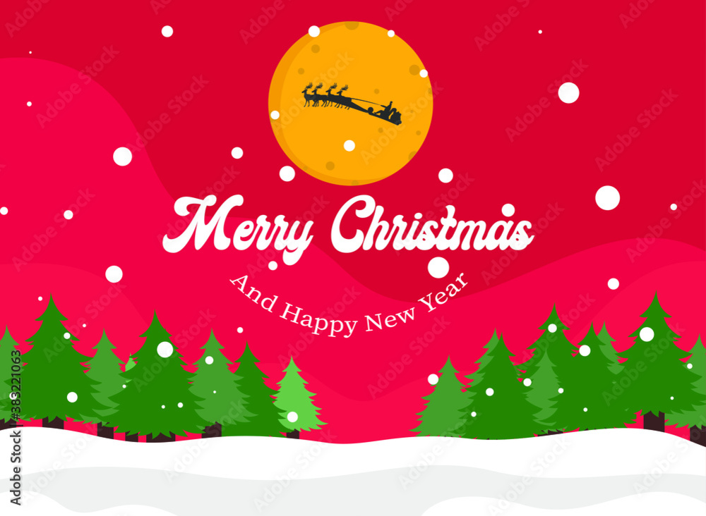 Christmas and new year vector concept: Text of merry christmas and happy new year on the snowy background