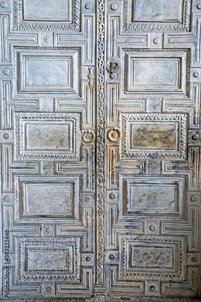 Close up background and surface of wall and floor tiles made of big granite rock stone