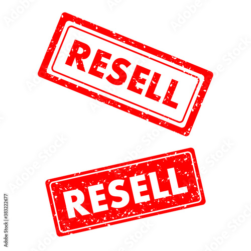 RESELL stamp on white grungy rectangle sign.