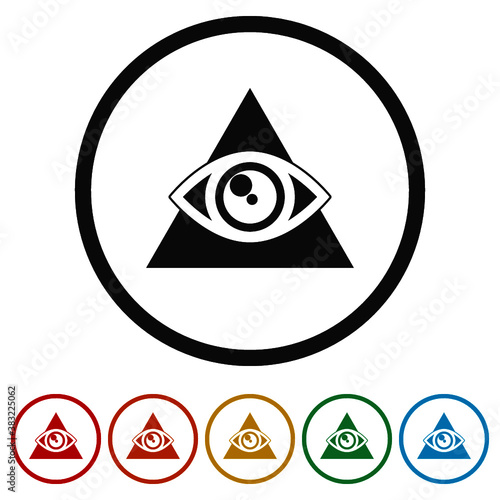 All Seeing eye ring icon, color set