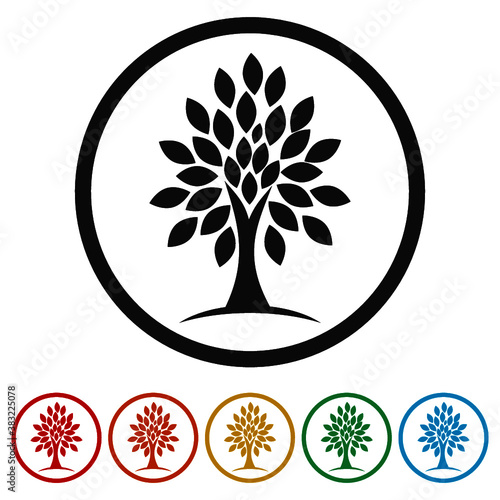 Simple tree ring icon, color set