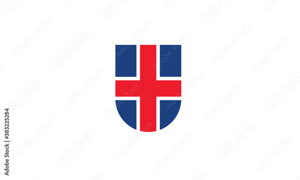 Obraz premium Iceland flag shield vector illustration
