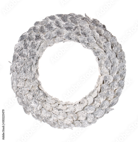 Traditional christmas wreath isolated on white. Christmas decorations for New year, holiday decorations.