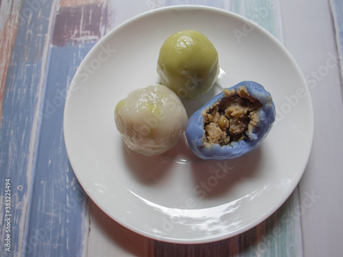 glutinous rice dumplings. thai dessert. photo