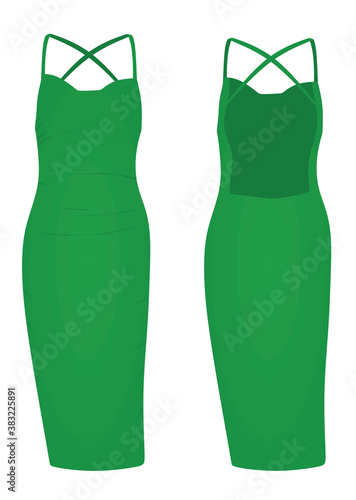 Green woman dress. vector illustration