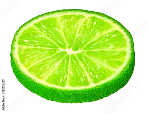 slice lime on a white isolated background