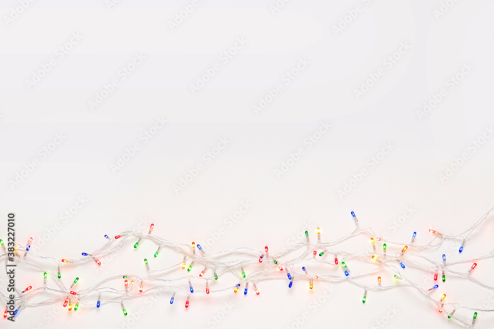 Christmas lights on white background Christmas lights on white background