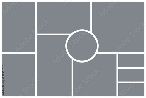 Photo collage template. Mood board. Vector illustration. Mosaic picture grid.