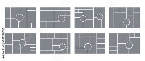 Photo collage template. Mood board. Vector illustration. Mosaic picture grid.