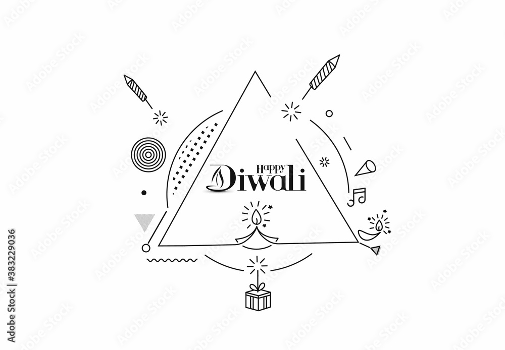 Happy Diwali text with Rocket firecrackers design. Poster Banner Vector illustration. Happy Diwali text with Rocket firecrackers design. Poster Banner Vector illustration.