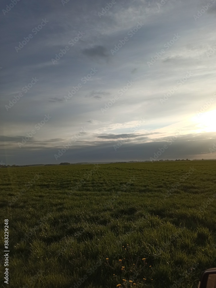 sunset over the field sunset over the field