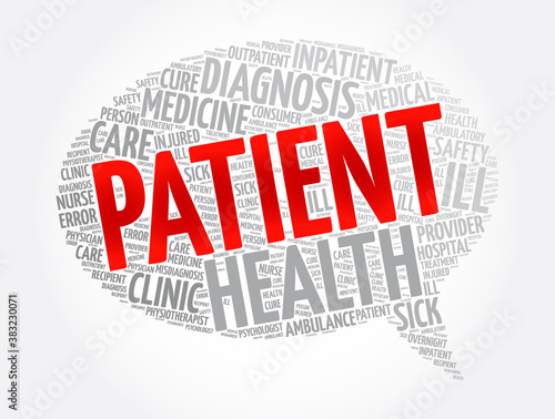 Patient word cloud collage, health concept background