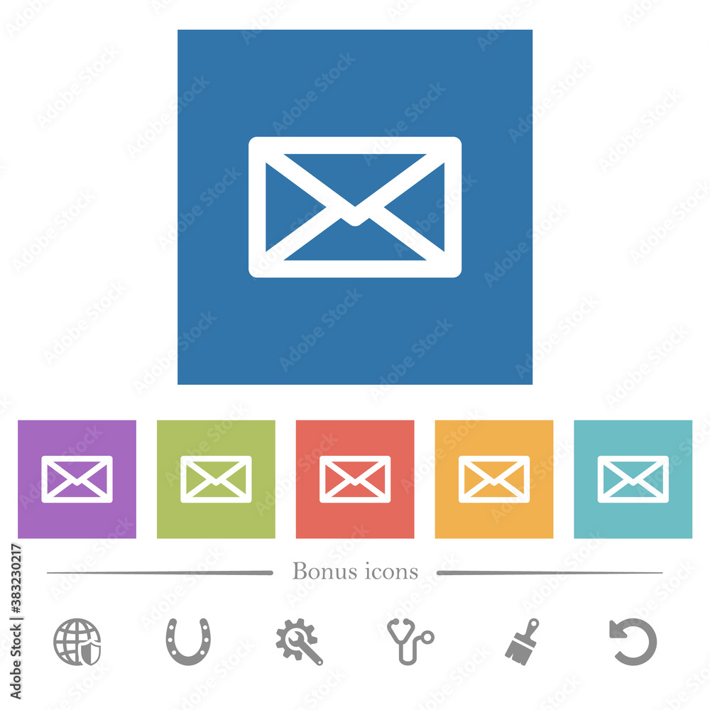 Message flat white icons in square backgrounds Message flat white icons in square backgrounds