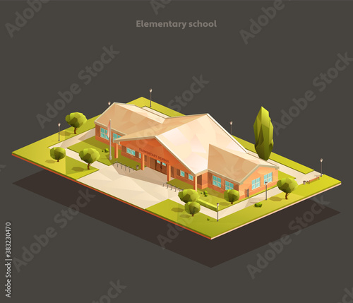 Elementary school isometric illustration