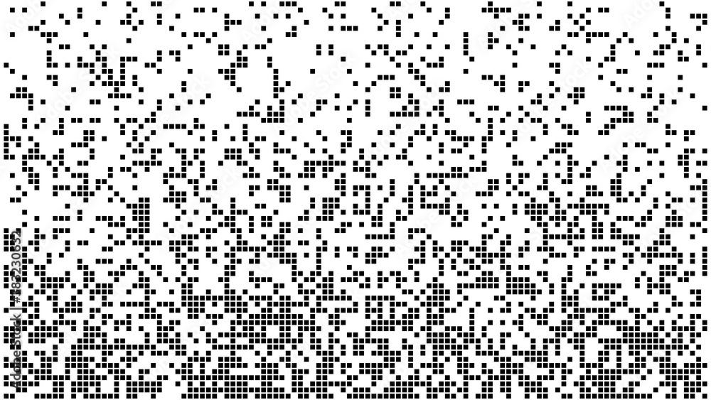 Gradient with falling squares. A texture with shuffled pixels from black to white. Abstract monochromatic mosaic. Vector illustration. Gradient with falling squares. A texture with shuffled pixels from black to white. Abstract monochromatic mosaic. Vector illustration.