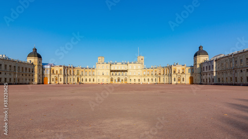 Gatchina palace panorama in Leningrad region near St. Petersburg, Russia