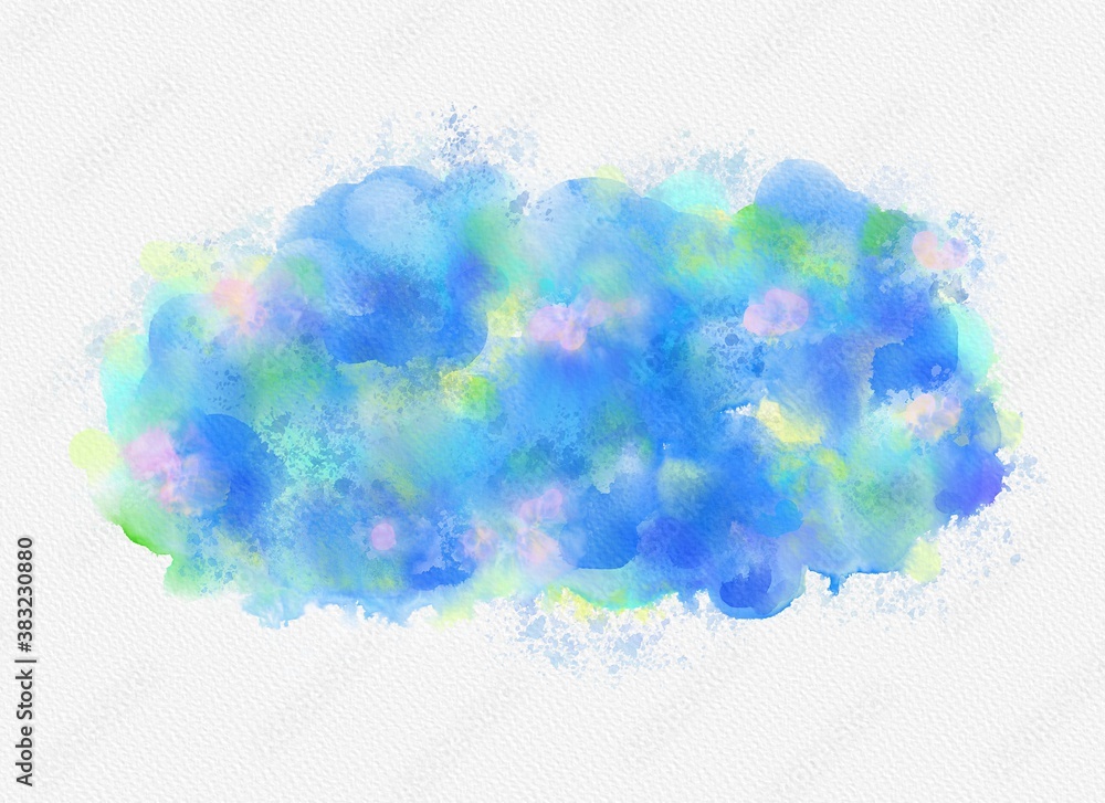 Abstract watercolor drawing on white background. Graphic design elements. Painted in blue color.
