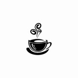 cup of coffee with heart icon logo vector