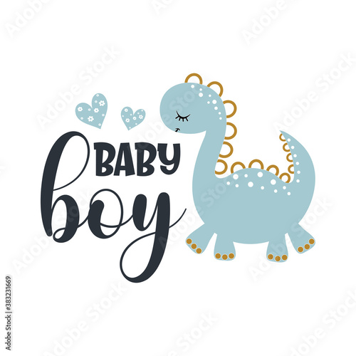 Baby boy positive slogan inscription. Baby boy postcard  banner lettering. Kids illustration for prints on t-shirts and bags  posters  cards. Motivational phrase. Vector quotes.