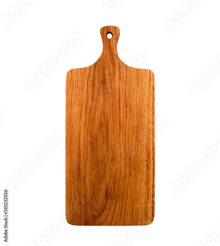 Wooden cutting board, handmade wood cutting board isolated on white background.