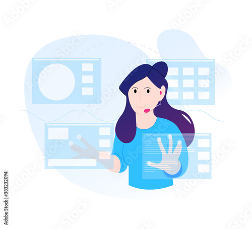 Abstract modern style call center dispatcher on white background vector illustration cartoon flat design